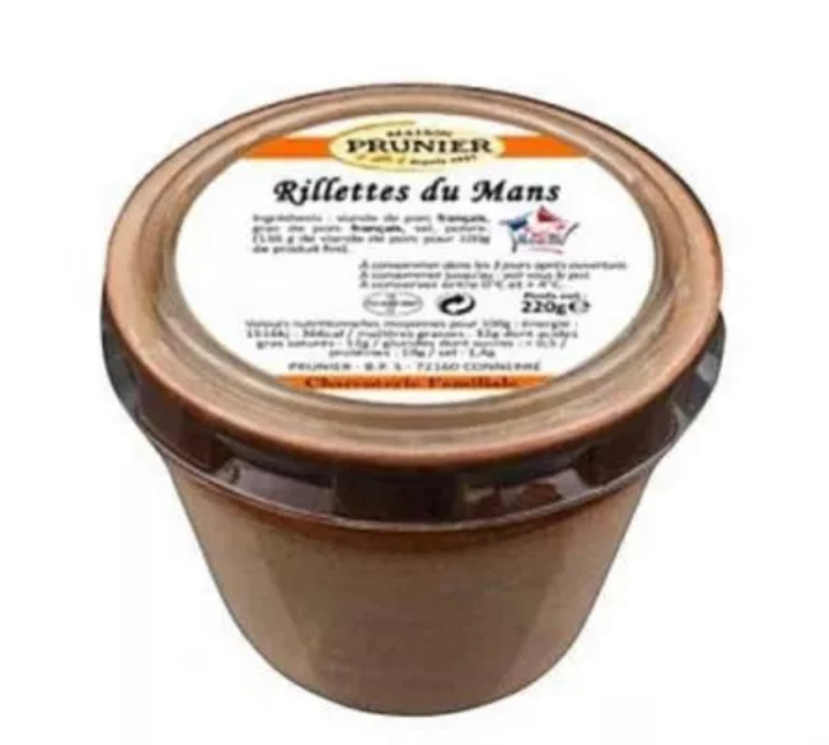Rilletten aus dem Manscher Land Maison Prunier – Französisches Schweinefleisch – Glas 220 g