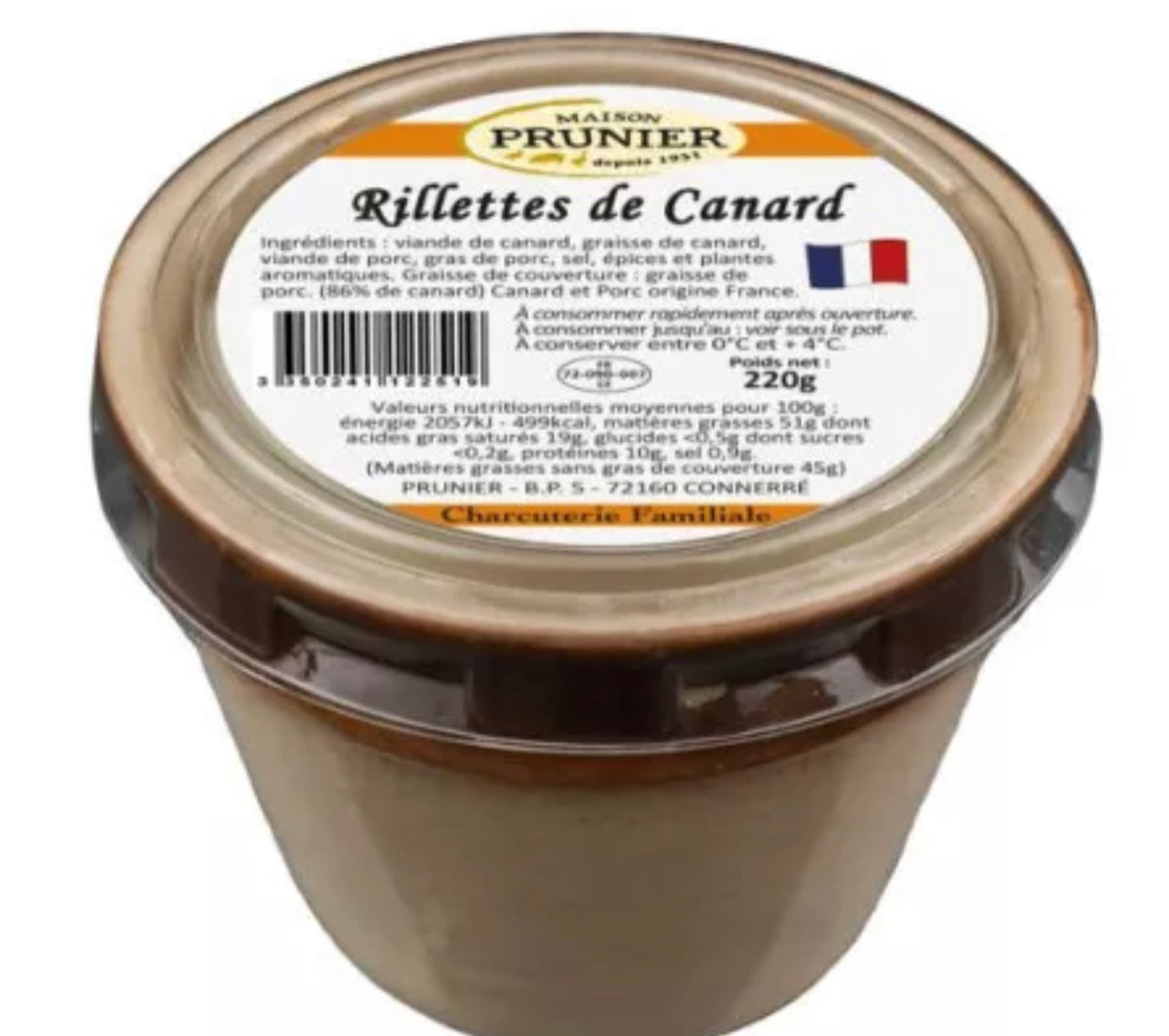 Rillet di anatra Maison Prunier – Barattolo grigio 220 g