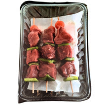 Brochetas de ternera francesa marinadas con pimientos verdes x6 ±1kg