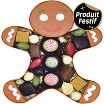 Pain d'épices Choco | Assortiment chocolat et fruits secs boîte forme bonhomme 270g