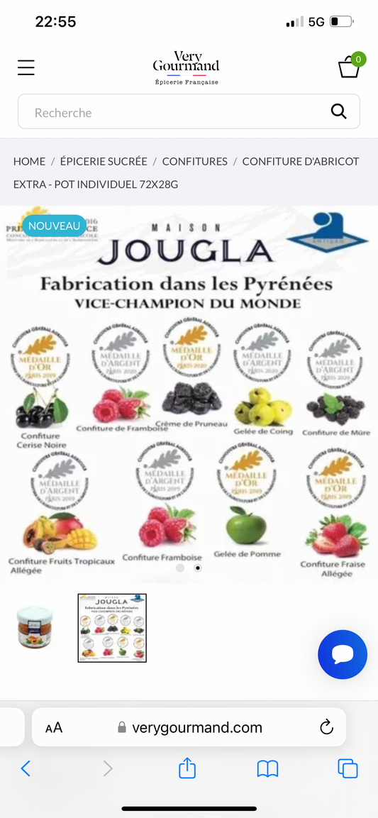 Mermelada extra de albaricoque - tarro individual 72x28g