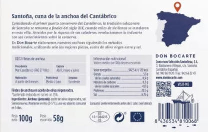 Filets d'anchois de Cantabrie à l'huile d'olive vierge extra x10/12 - 100g