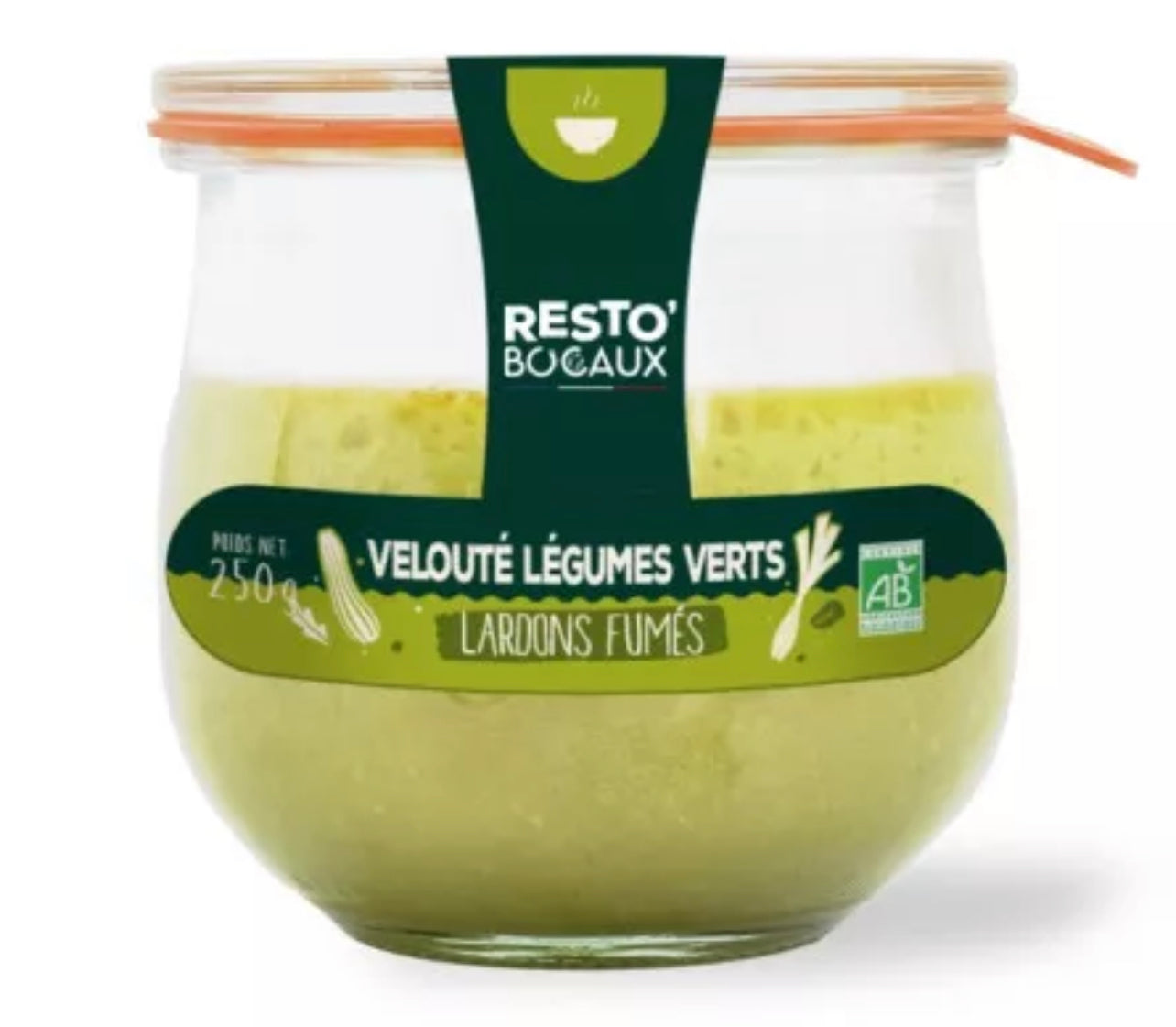 Sopa cremosa de verduras verdes con tocino ahumado - 250g