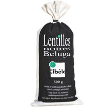 Lentille noire Beluga du Berry origine France sac jute 500g