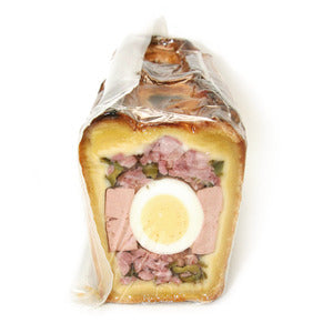 Easter pâté en croûte 1/2 with eggs and gherkins ±2.5kg