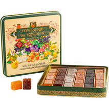 Pâtes de fruits | Framboise, coing, poire, abricot, figue, cassis boîte métal 360g