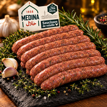 Saucisse de volaille halal x20 ±1,6kg