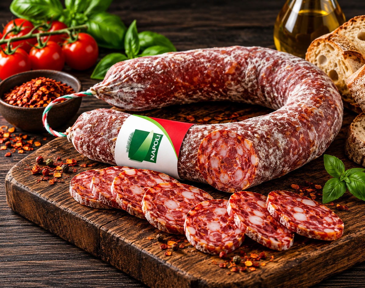 Napoli Forte Salami, luftgetrocknet, mit Chili – italienisches Schweinefleisch – 350 g