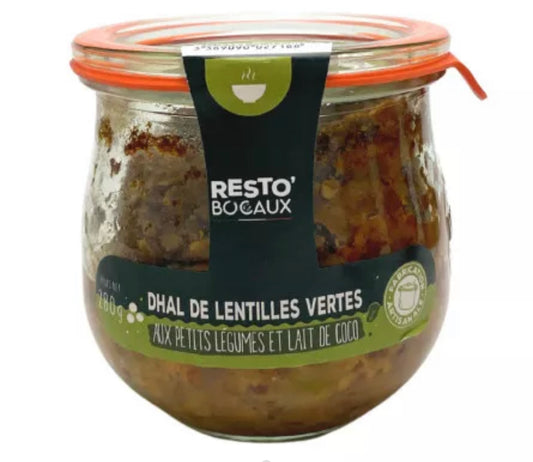 Dhal de lentejas verdes con verduras y leche de coco - 280g