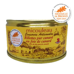 Rillettes pur canard 20% foie gras de canard 180g